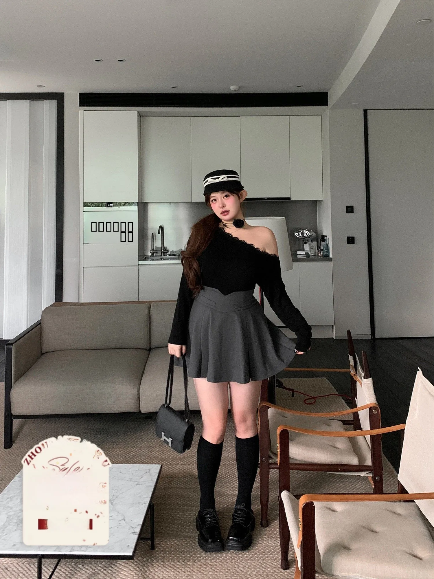 

Zhou Baizi High Waist Knitted Skirt Women's Suiting Fabric Spring Faion Leg Lengthening A-Line Skirt