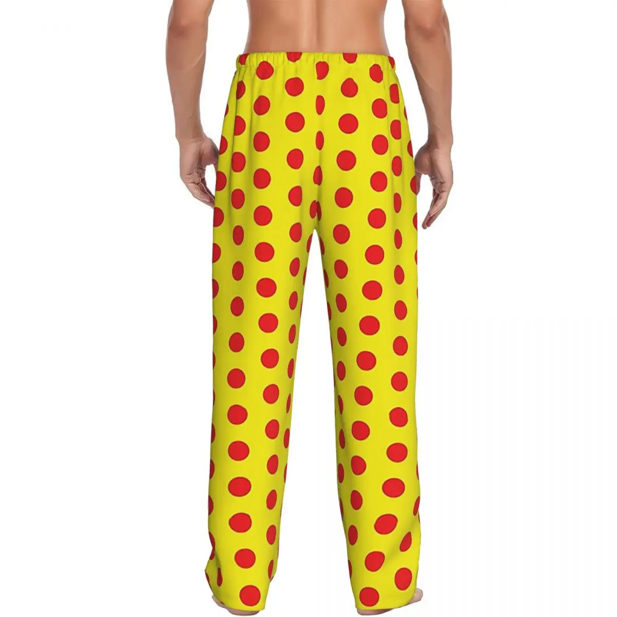 Custom Classic Red And Yellow Polka Dot Pattern Men Pajama Pants Lounge Sleep Sleepwear Bottoms with Pockets