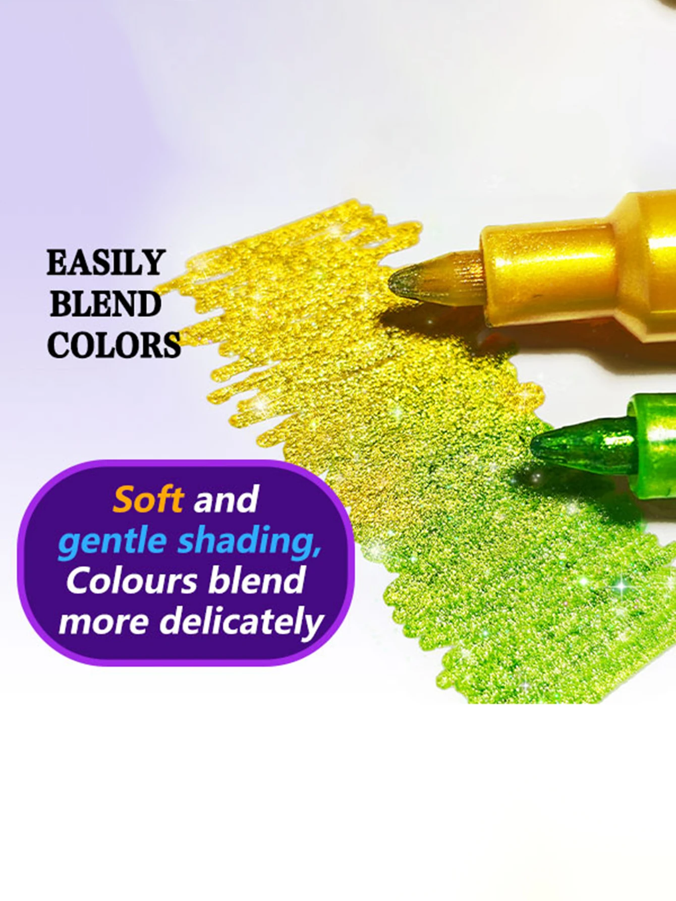 24-Farben 1,0mm Stiftspitze Glitzermarker, Leuchtende Farben mit Mischbarem Aquarellstift, Unverzichtbar für Buchskizzen und Zeichnungen – Detail 7