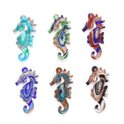 QianBei Wholesale 6pcs Handmade Murano Lampwork Glass Cute Seahorse Pendant For Necklace Women