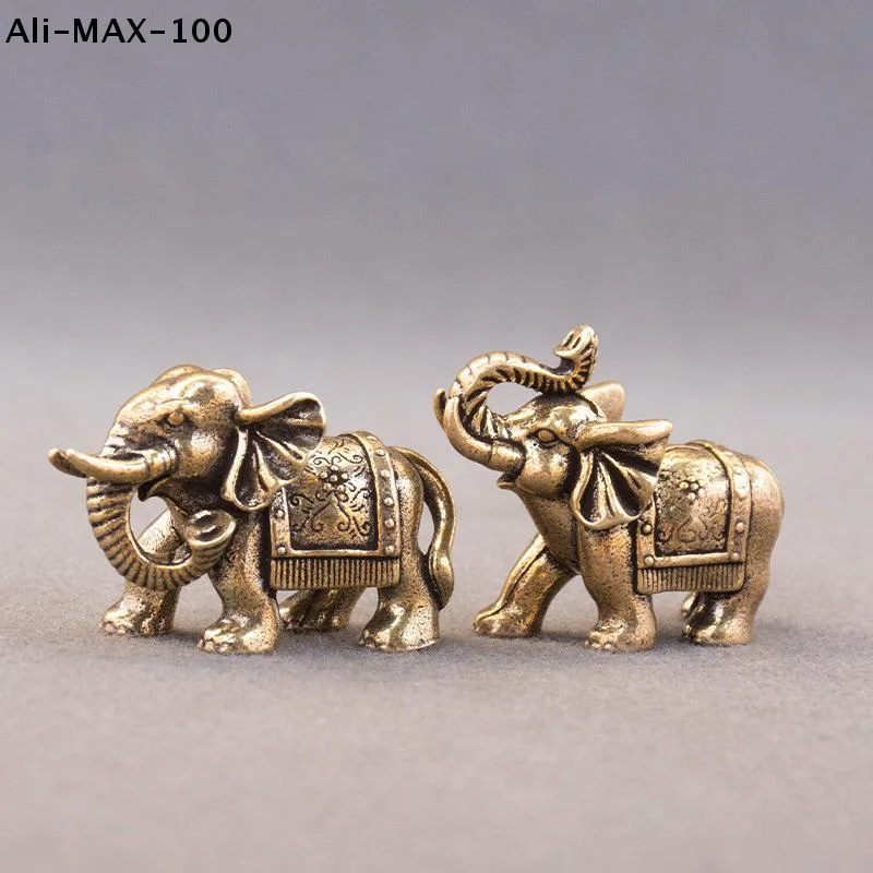 【AM3】Kupfer Glücks-Elefant Kleine Ornamente Messing Segens-Elefant Miniatur-Figur Antike Bronze Tierstatue