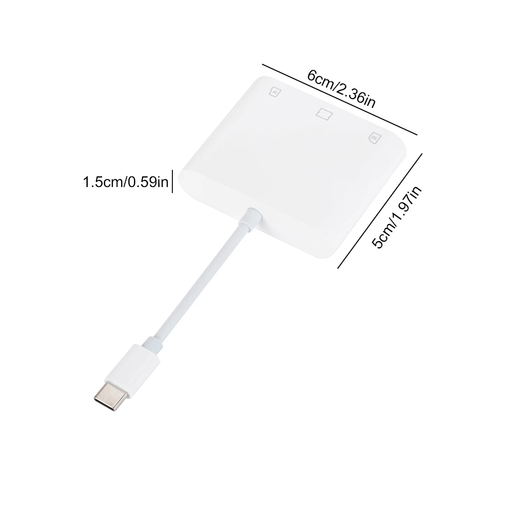 

3 in 1 Type C To CF/SD/TF Card Adapter Type C Camera Adapter Driver Free CF SD TF Compact Camera Card Reader for iPad iPhone 15