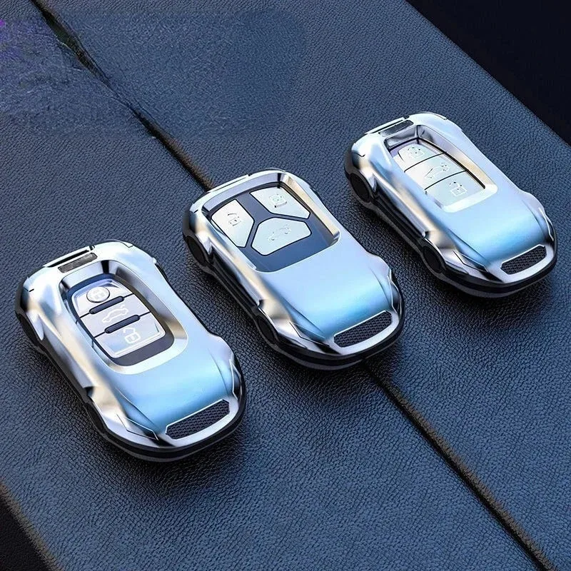 For Audi A6L A4L A3 Q3 Q2L Q5L Q7 A7L A8L ABS Silver Key Cover High-end Car Bag Buckle Interior Car Accessories