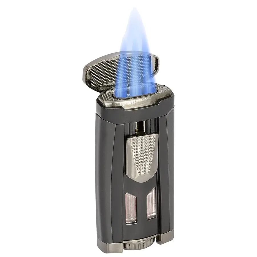 

HP3 Triple Jet Flame Butane Torch Lighter, Silver Wind Resistant, Refillable Fuel Tank with EZView Window, Adjustable Flame, Eas