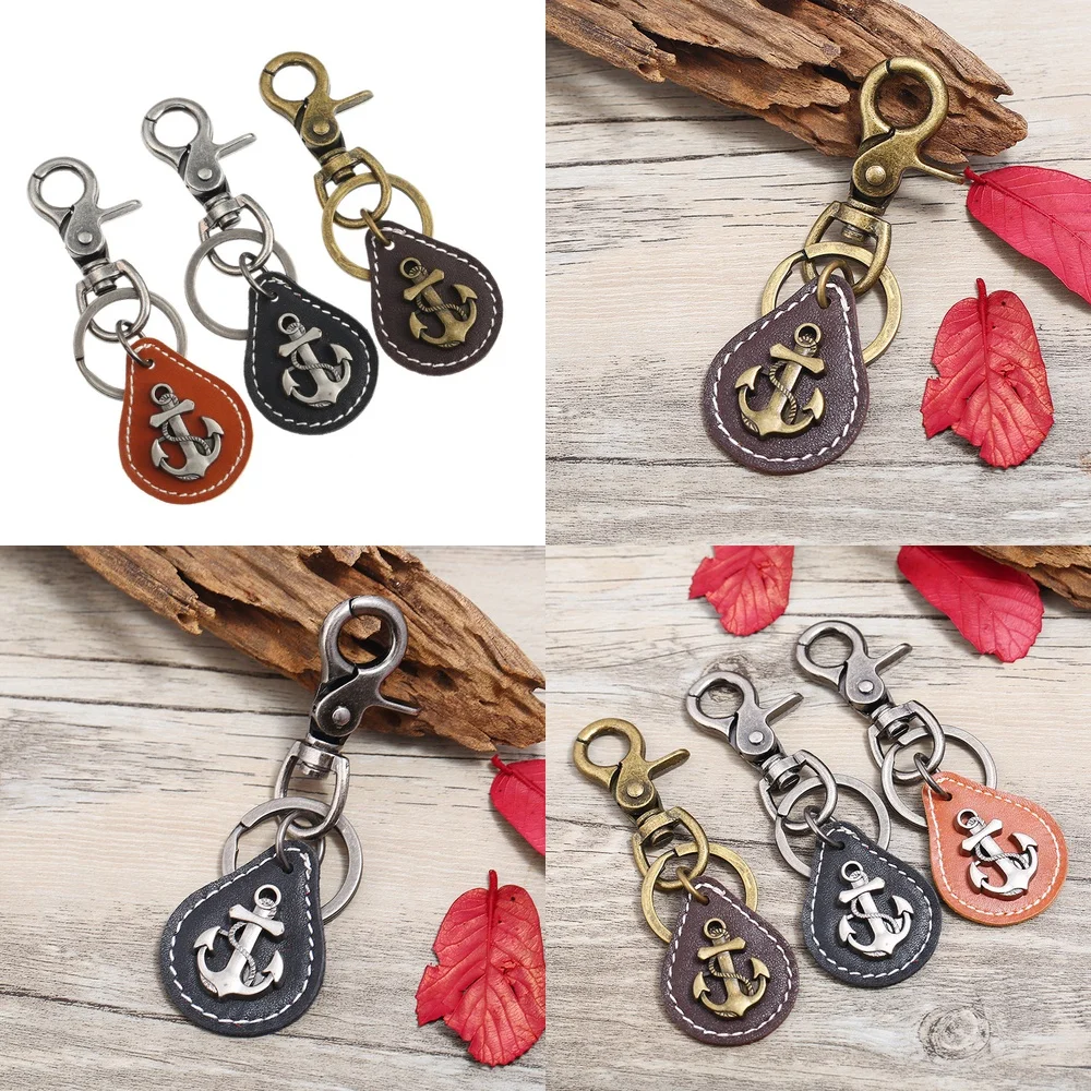 

Punk Style Vintage Bronze Alloy Leather Keychain for Men Retro Fashion Accessory for Gifts for iPhone Car Keys for Unisex