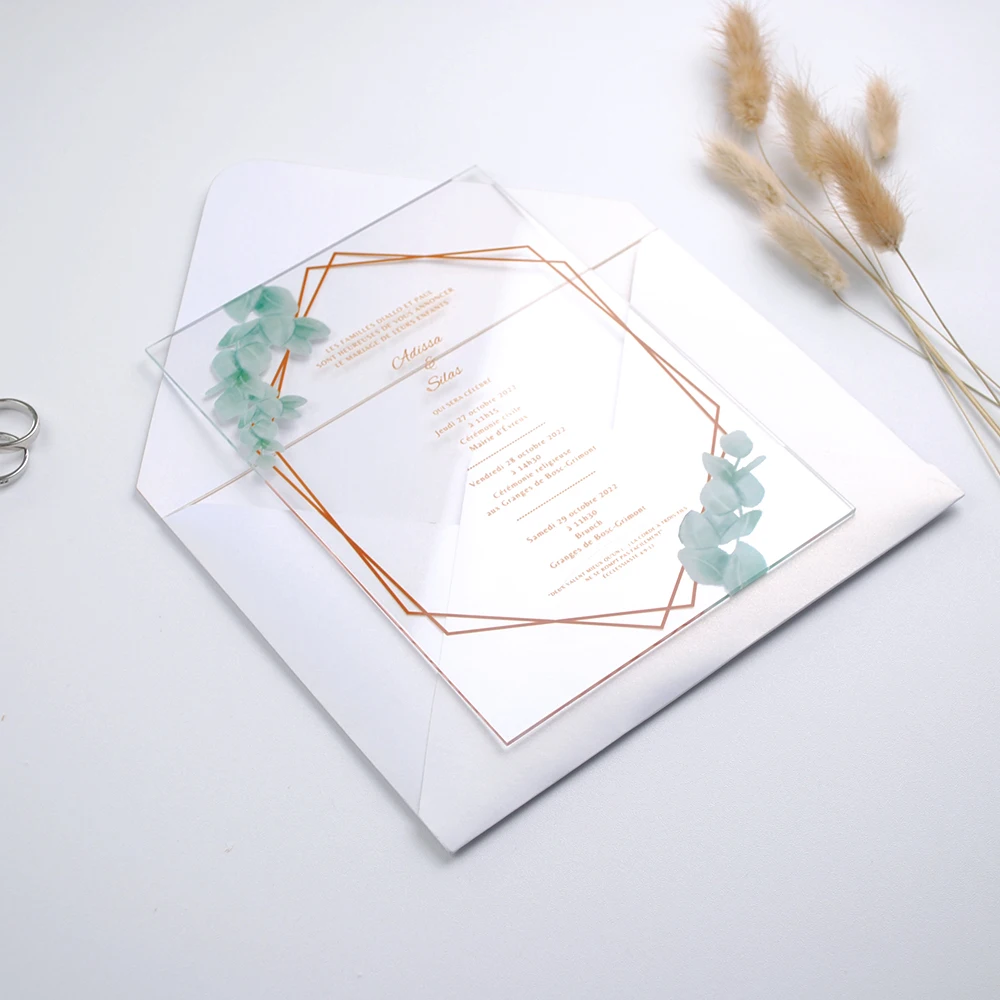 Invitation Cards for Wedding Guests, Customize to Share, Transparent, 0.5mm Pvc, Wedding Details, Message Card, Acryl, Hot Sale,