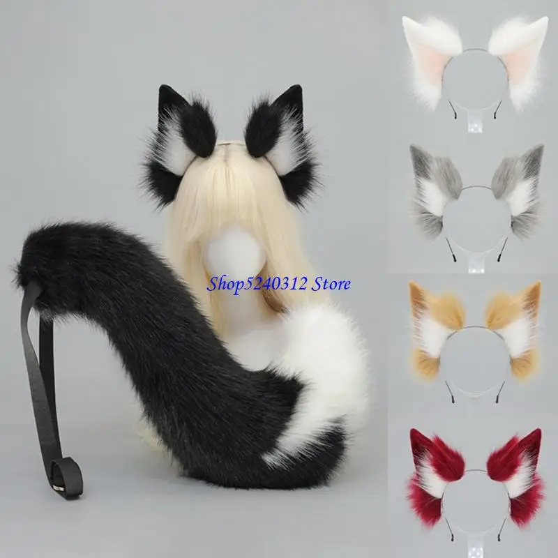 634C Plush Foxes Wolf Ears Fanda da cabeça FOXES TAIL PARA HALLOWEEN Cosplay Fancy Party