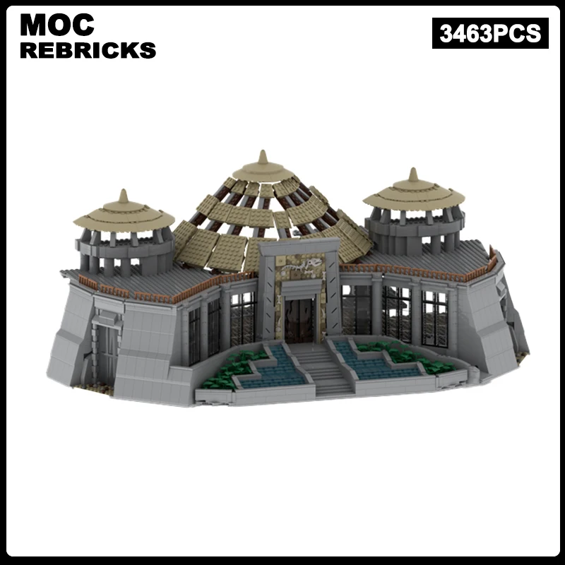 Middeleeuwse Serie Modulaire Gebouw Raptor Hek Moc Dinosaurus Park Bezoekerscentrum Model Technische Bakstenen Assemblage Kinderen Speelgoed