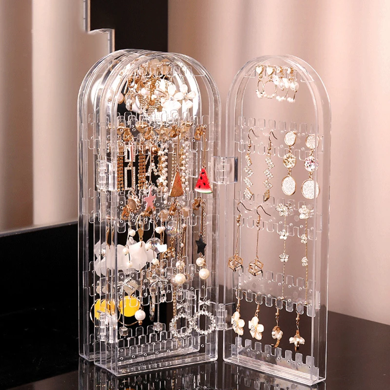 Estante de exhibición plegable para pendientes, organizador de pantalla, caja de almacenamiento, soporte para collar y joyería
