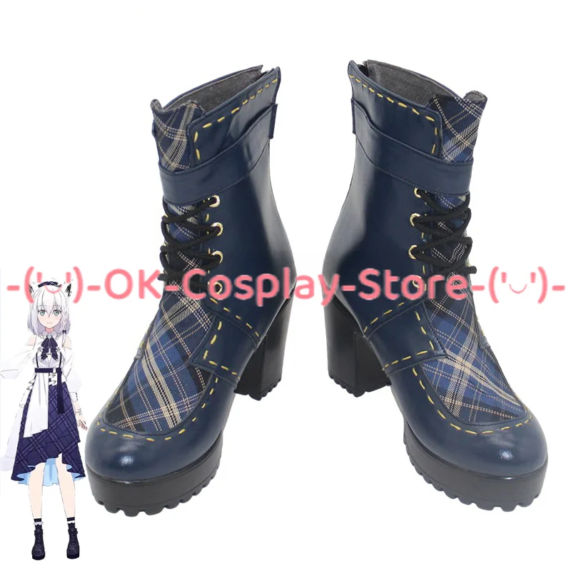 

Blue Journey Shirakami Fubuki Cosplay Shoes Vtuber Cosplay Props PU Leather Shoes Halloween Carnival Boots Custom Made