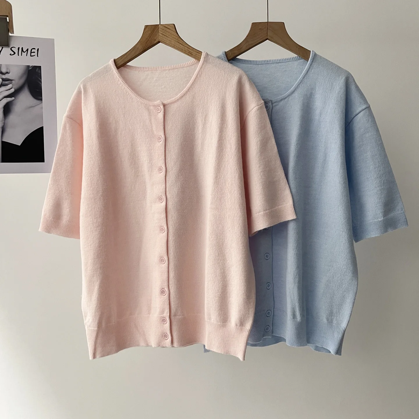 

Women's Simple Commuter Short Sleeve Knitted Sweater Top Spring 16a-2669