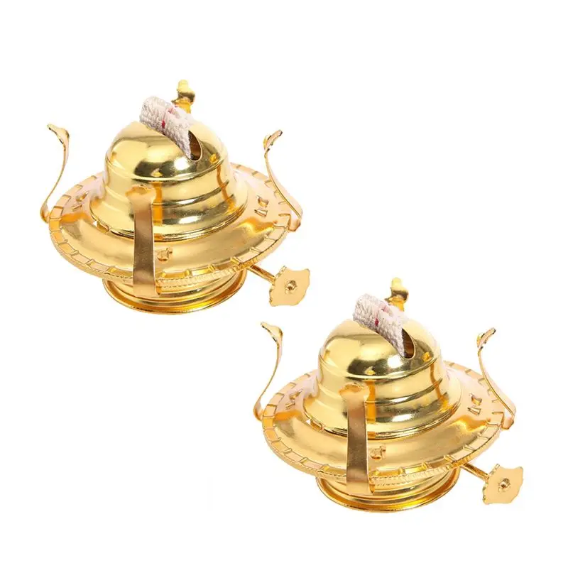 A02M-2Pcs Oil Lamp Burner For Lamps Oil Lamp Replacement Oil Lamps Parts With Reduction Collar And Cotton Lamp Wick
