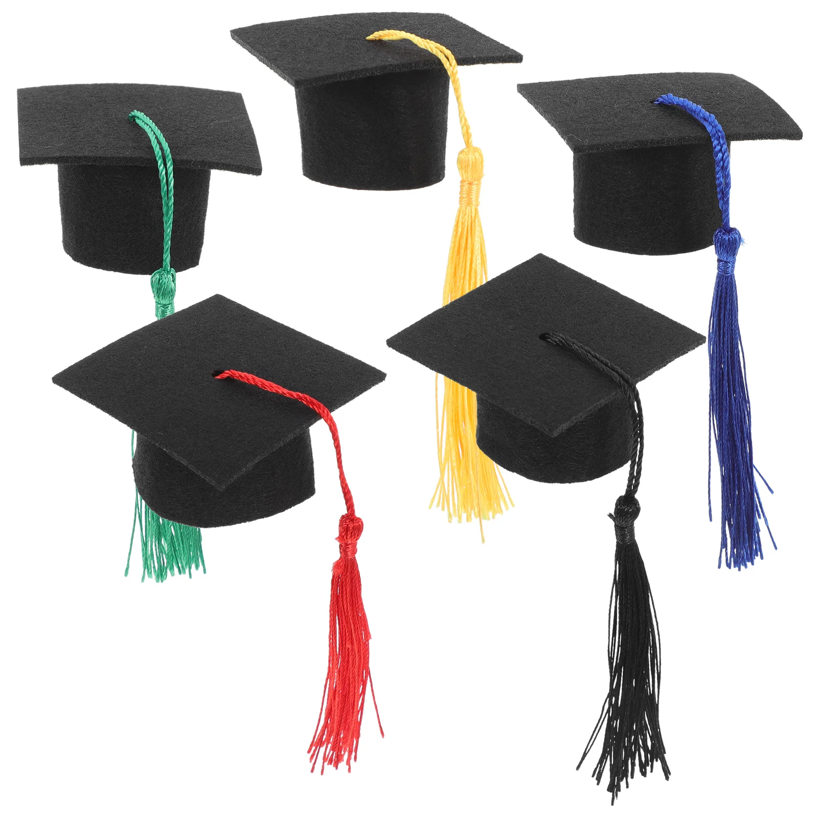 

5 Pcs Mini Graduation Cap with Tassel for Bottle DIY Toppers Blue Head Band