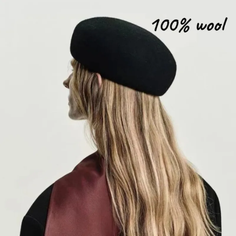 

Французские береты из 100% шерсти с твердым верхом для женщин, купольная коробка-федора, церковная элегантность, женская модная вечерние свадебная шляпа \ осенняя новинка