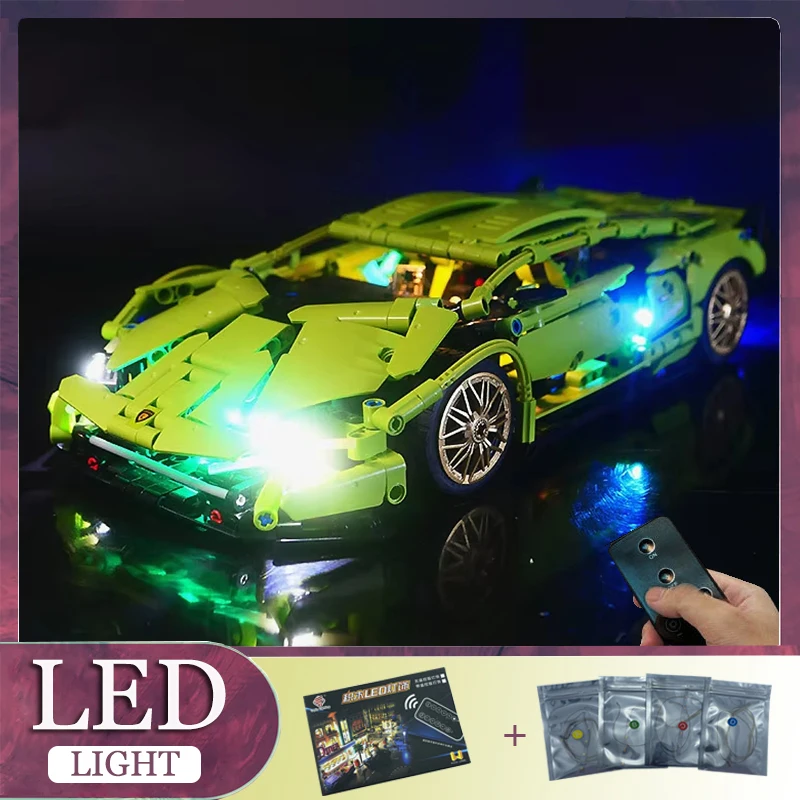 LEGO T2007 테크니컬 럭셔리카 로고 빌딩 블록 세트, RC DIY LED 라이트 키트, 블록 모델 없음