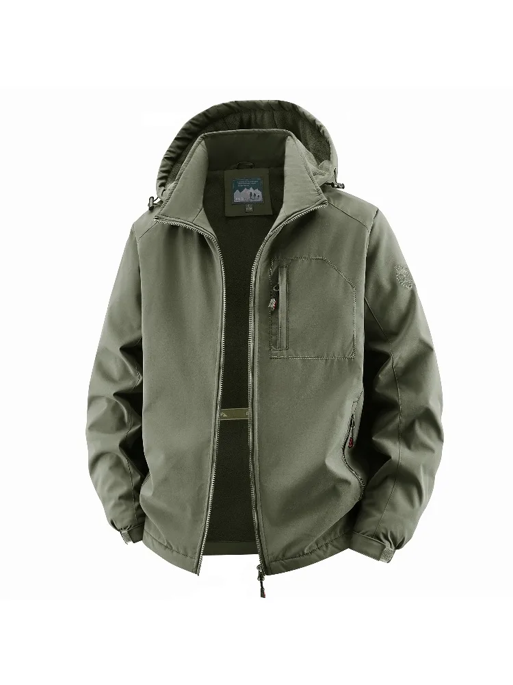 

Men Outdoor Jacket Outdoor Removable Cap Comfortable Clothing Thick Warm Jacket Hiking Camping Windbreaker Outwear Hooded