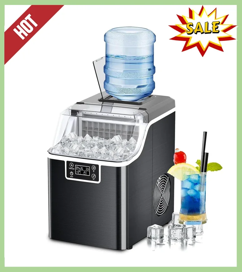 NEW Ice Makers Countertop 45lbs,2-Ways Add Water,Ice Maker Self Cleaning,Ice Size Control,24H Timer,Party Countertop Ice Maker