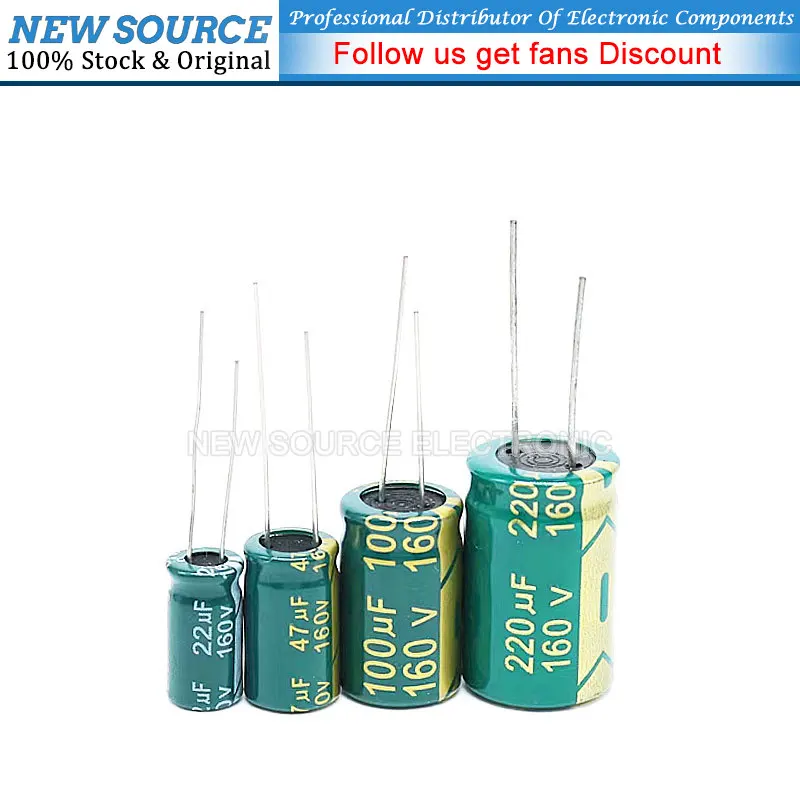 1-50PCS 160V DIP Aluminum Electrolytic Capacitor 1UF 4.7UF 10UF 22UF 47UF 100UF 220UF 470UF 680UF NewSource