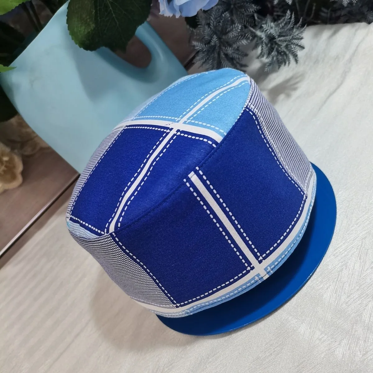 Livraison gratuite chapeau musulman hommes vêtements casquette de prière islamique Taqiyah Kufi produits fisques Kippa coton turc moderne bleu 03461