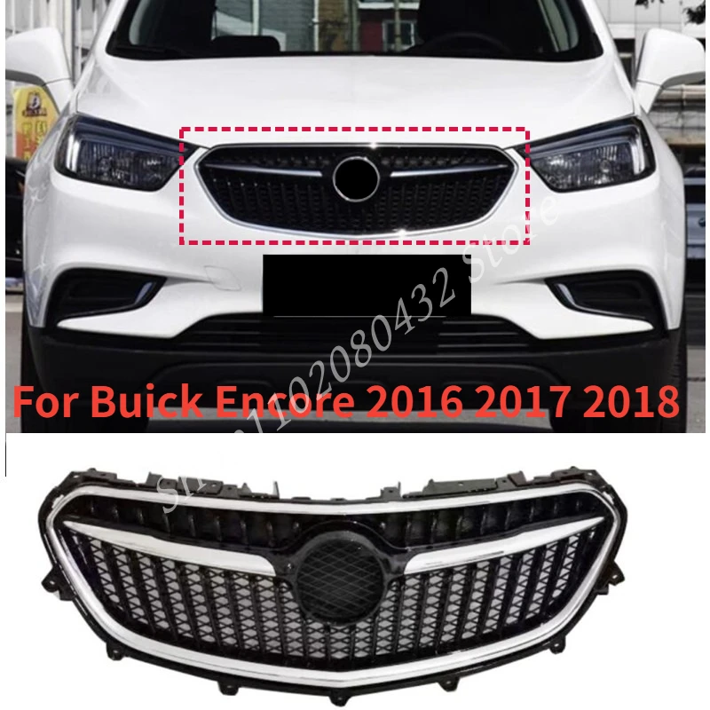 with LOGO Car Front Bumper Grill Mask Radiator Grille Medium net For Buick Encore 2016 2017 2018 Racing Grills Car Accessories