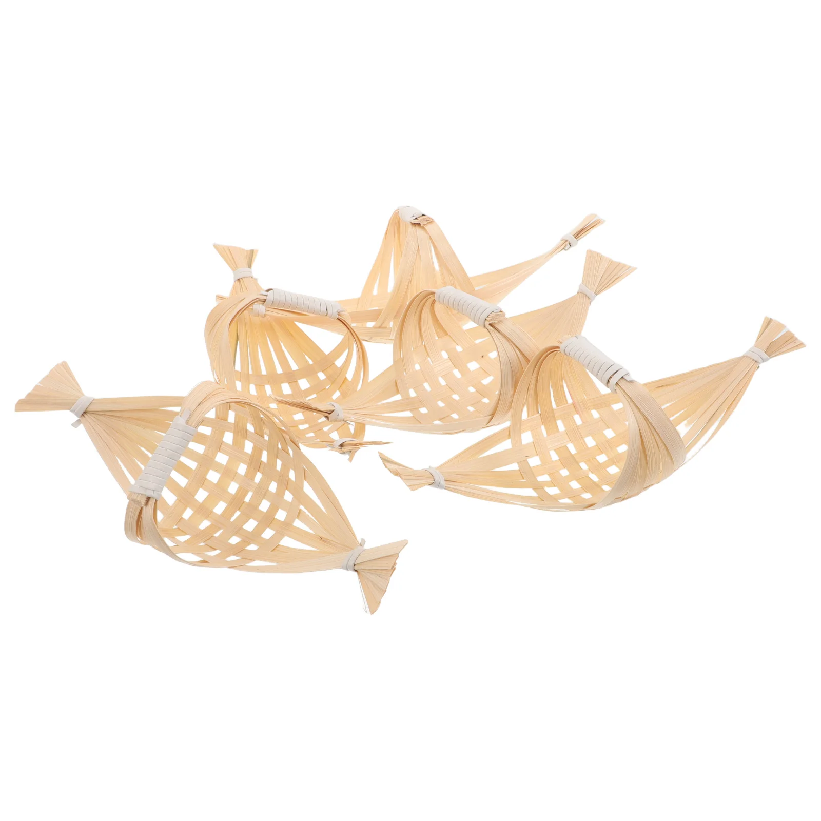

5pcs Bamboo Woven Sushi Dish Serving Boats Lightweight Portable Food Presentation Japanese Style Tableware Sashimi Tray
