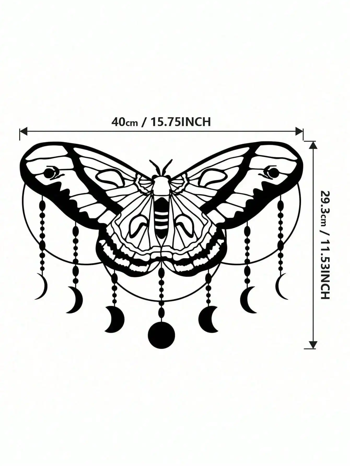 1pc Lunar Moth Metal Wall Art, laser cut moon phase design. Rustproof, non-fading, easy to install.