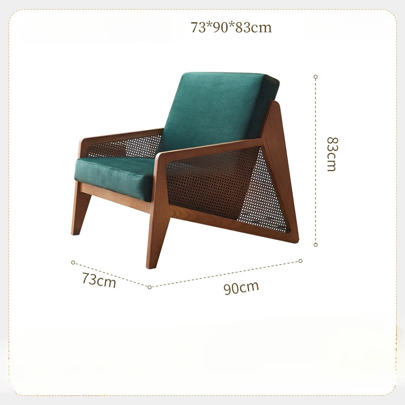 Modern solid wood sofa chair with solid backrest, suitable for living room, villa, bedroom, apartment, home furniture