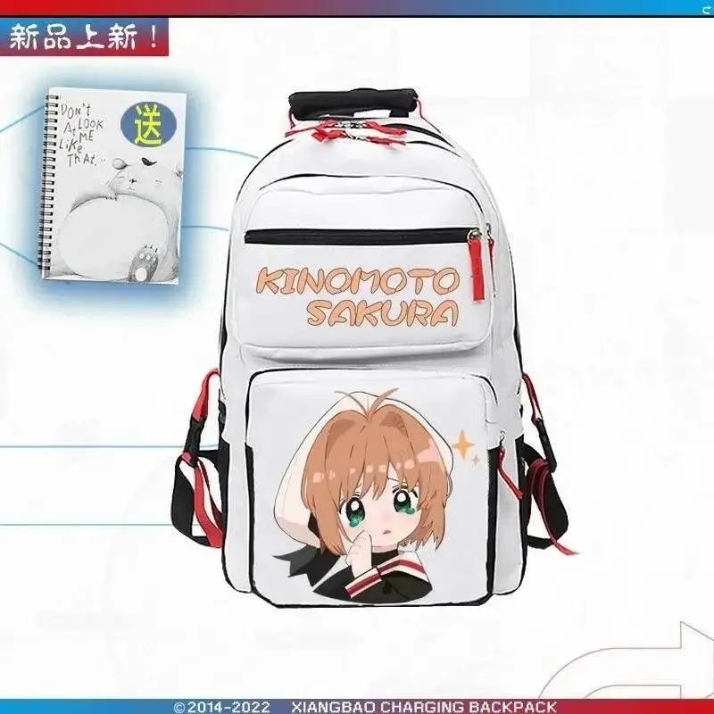 

Anime Game Breathable Mesh Black White Card Captor Kadokyaputa Sakura School Bags Backpacks Girls Boys