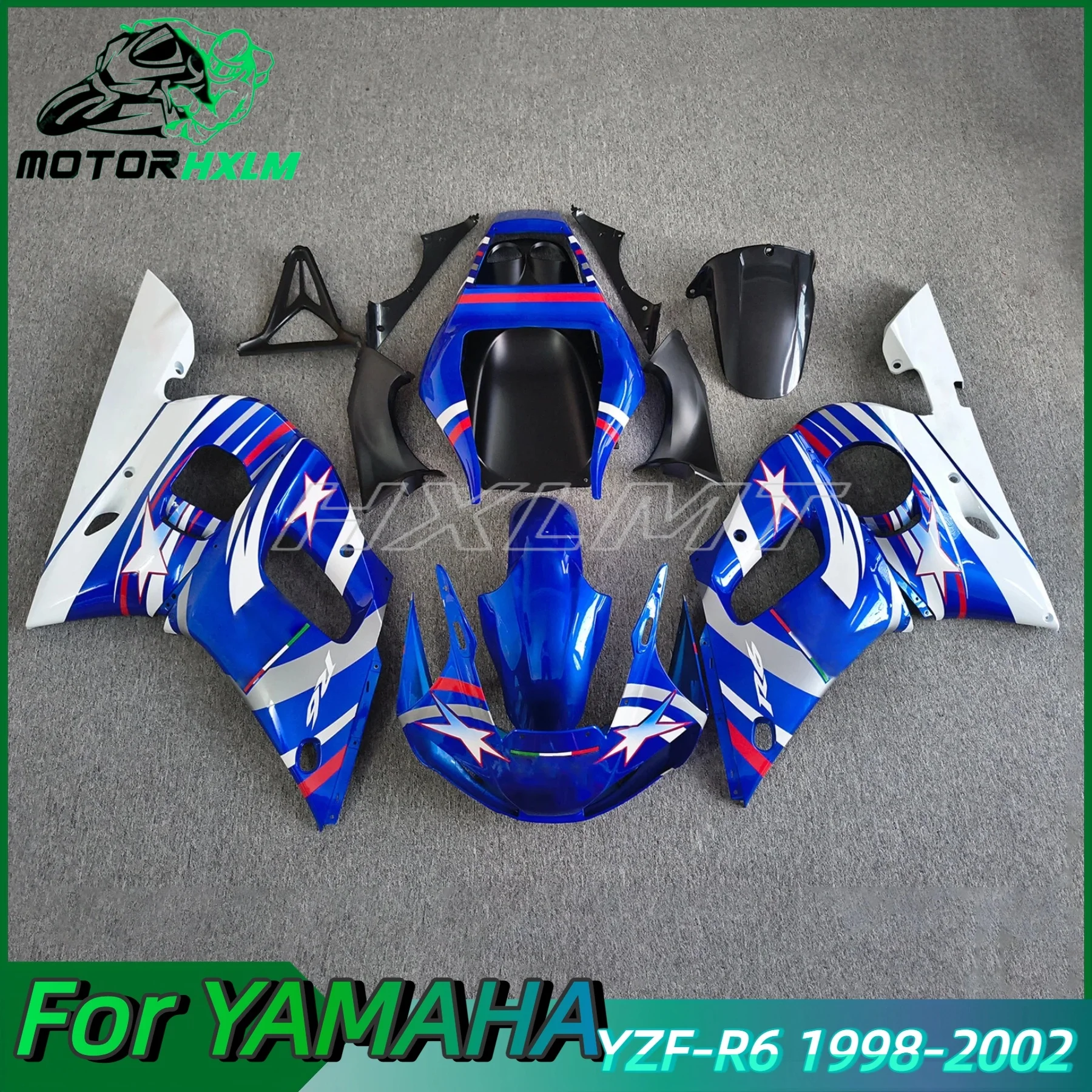 

New ABS hot Fairings Kit Fit For YAMAHA YZFR6 1998 1999 2000 2001 2002 YZF R6 98 99 01 02 Bright Blue White Bodywork Set