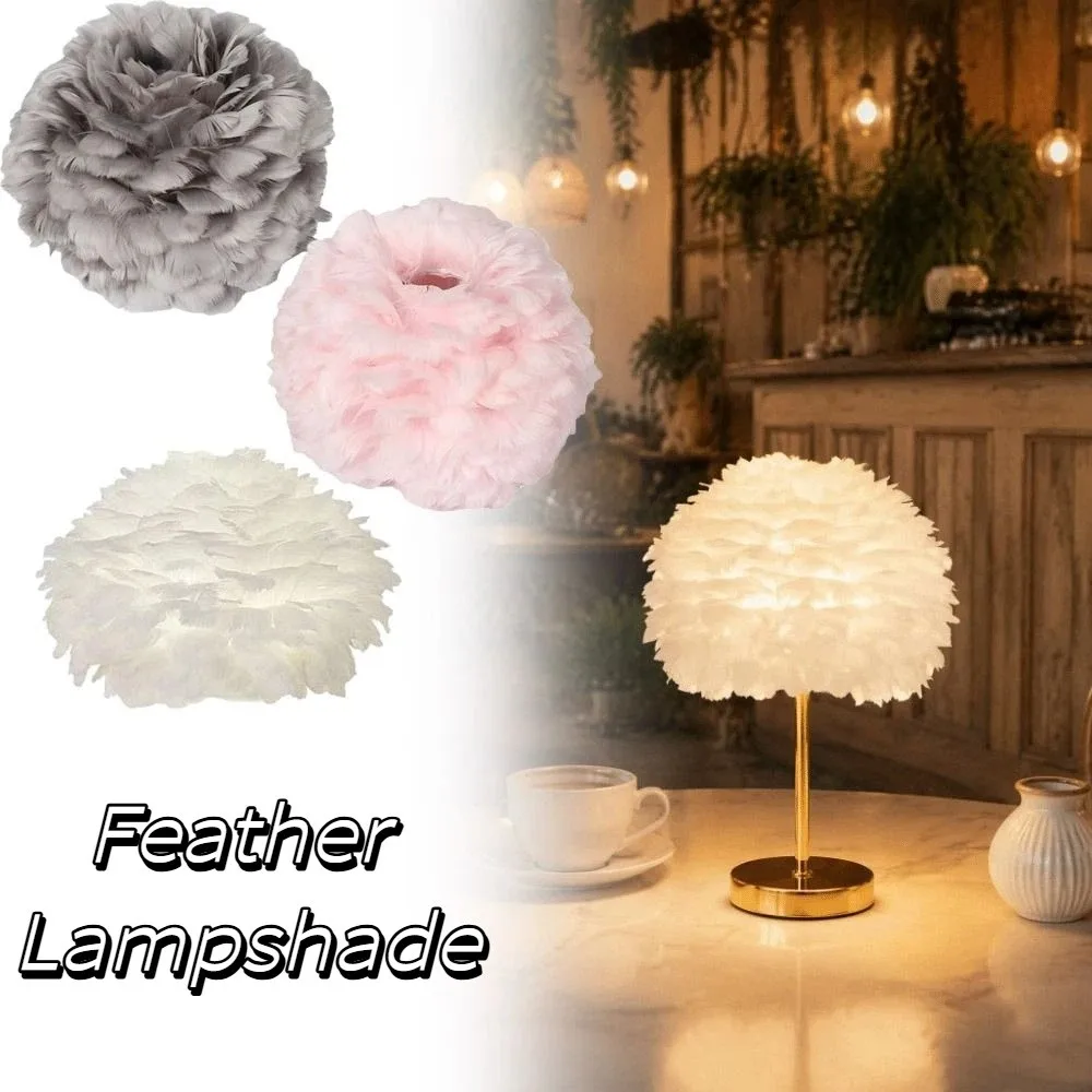 Nordic Style Feather Lamp Shade Soft Decorative Cozy Design Lamp Shade Cover Replacement Shade Warm Feather Floor Lamp Shade