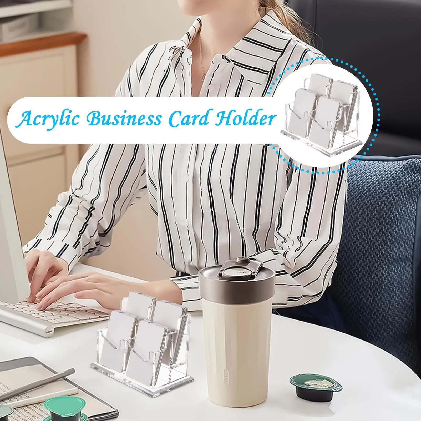 Business Card Holder Desk Business Card Stands For Display Multi-Slot Desktop Display Organizer Stand For Offices Reception