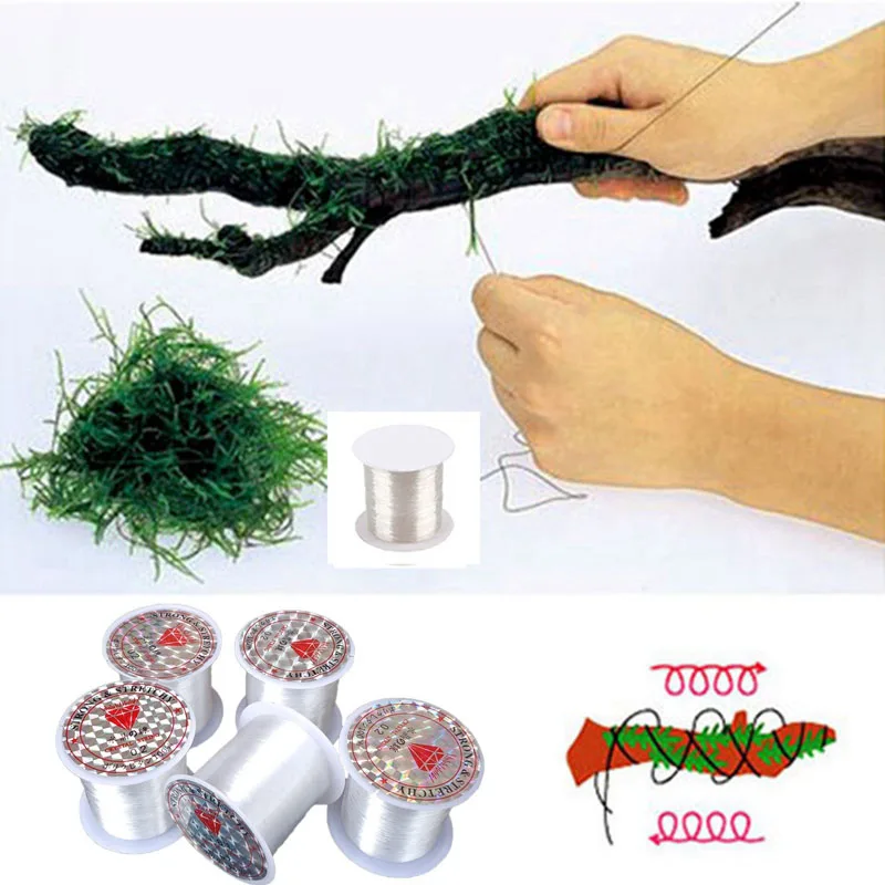 120M DIY Moss Line Binding Line Super Strong Transparent Nylon Aquatic Grass Live Plant Driftwood String Aquarium Decorations