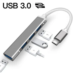 4 포트 USB 3.0 허브 TYPE-C 허브 멀티 USB 분배기 Type-C 5Gbps 높은 데이터 전송 USB 3.0 OTG 어댑터(노트북 Macbook Pro용)