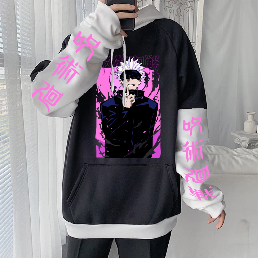 حار مانغا Jujutsu Kaisen Satoru Gojo الجرافيك هوديس المتضخم مقنعين البلوز طويلة الأكمام قلنسوة من القطن الرجال ملابس حريمي #1