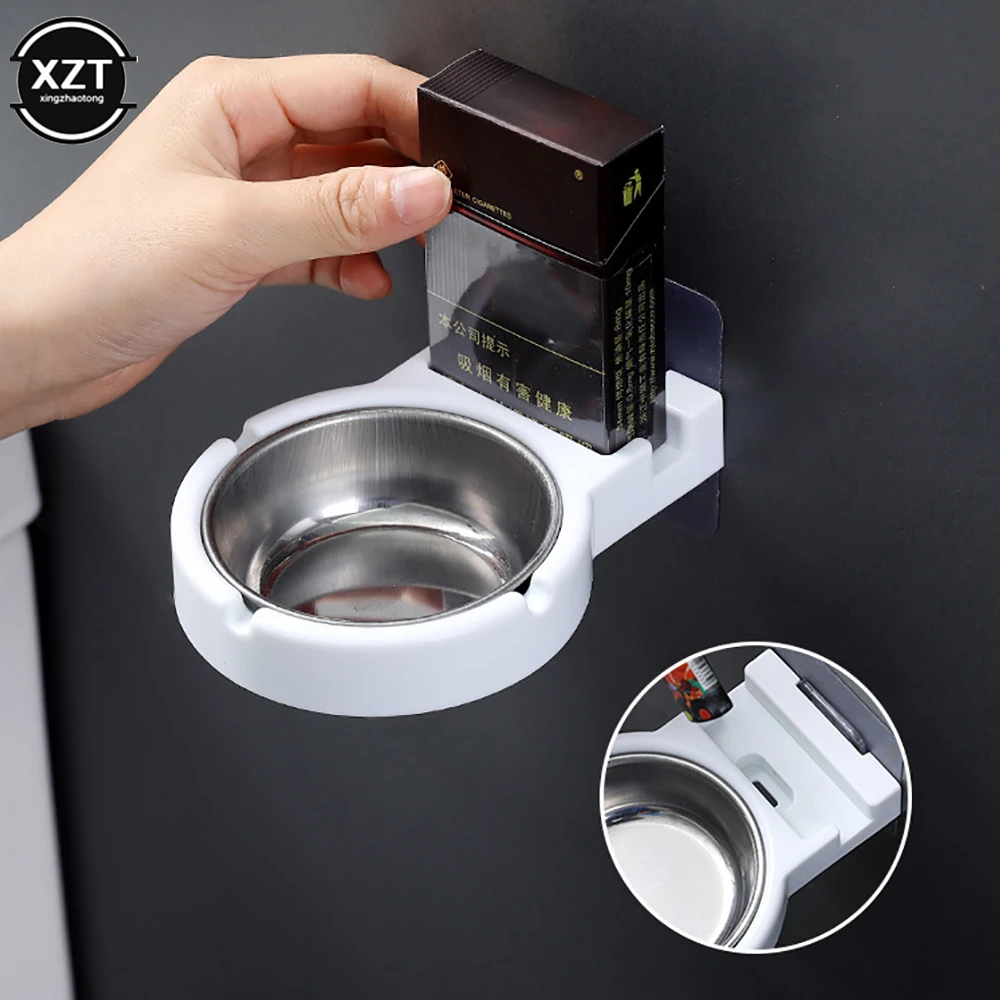 Stylish Wall-mounted Stainless Steel Ashtray for Home or Office Use