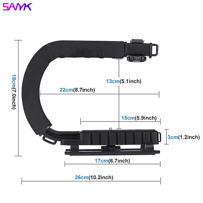 SANYK U Form Handy Kamera Stabilisator Video Stabilisator Einschließlich Mikrofon Led Füllen Licht