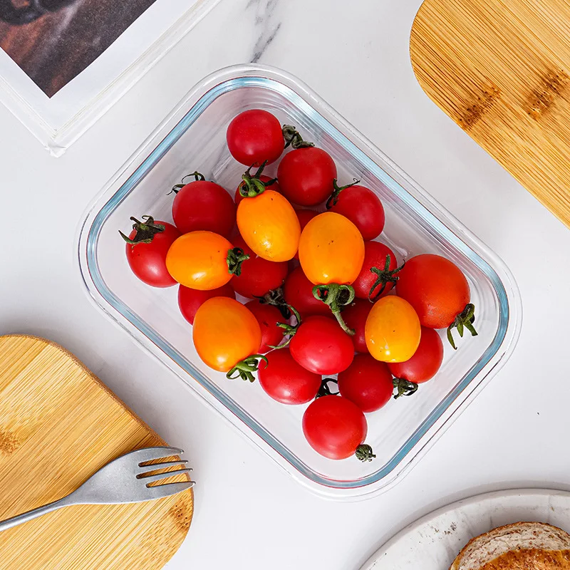 Bambusowa drewniana pokrywka szklana zestaw pudełek pudełko na Lunch odporna na wysokie temperatury miska do mikrofalówki pojemniki do