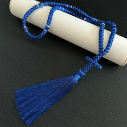 Prayer Beads Men Bracelet ,Handmade 100 knot Black Chotki Christian Orthodox Prayer Rope Blue Greek Omboskoini Blessing Charm