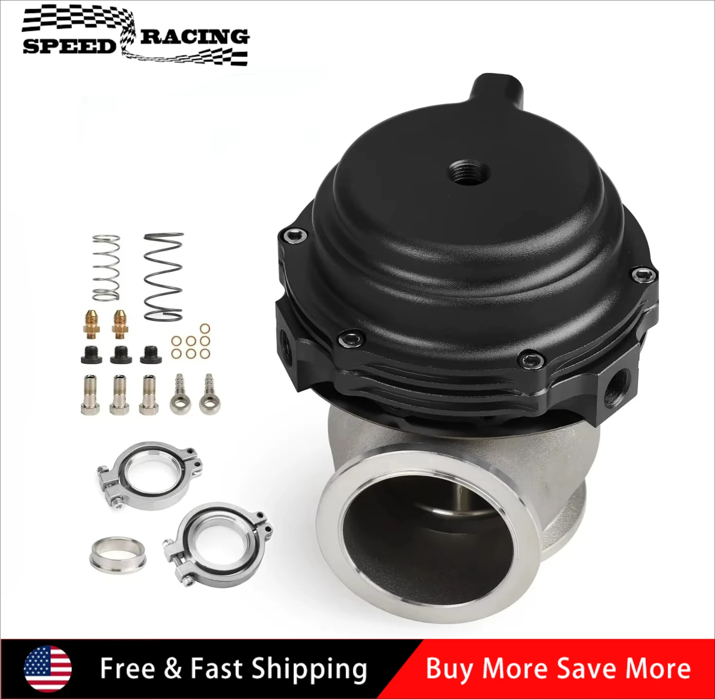 

High Quality Durable 44MM Wastegate External Turbo with TIAL V-Band Flange Spring MV-R 14PSI Black BOV-1067