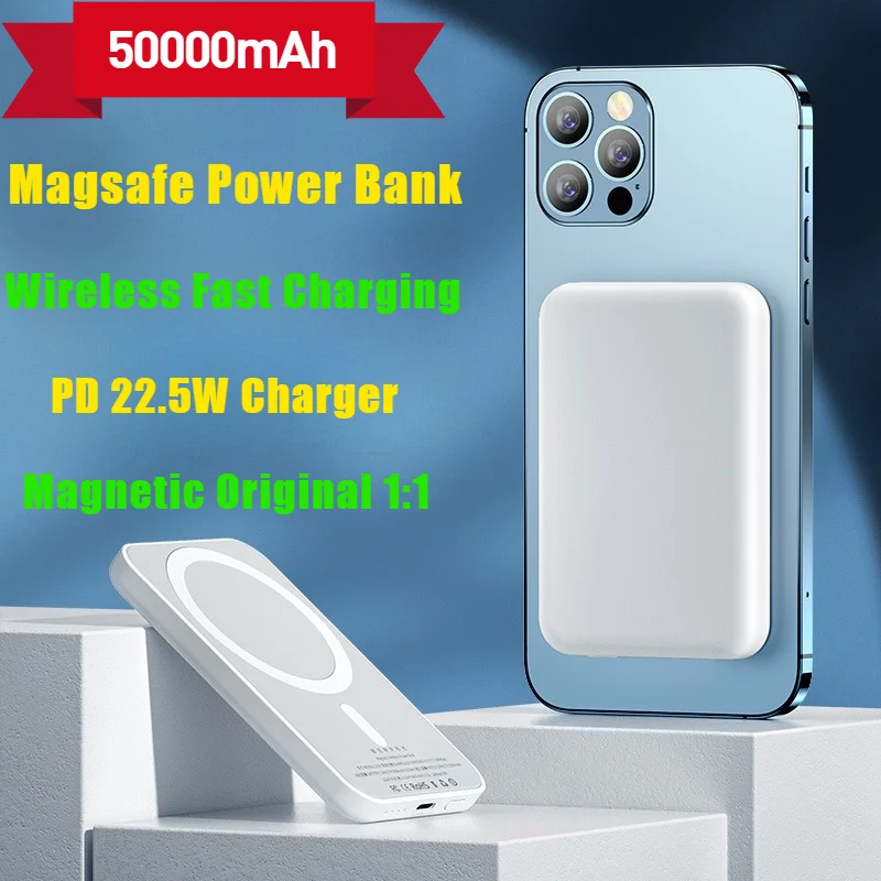 

New Magnetic Wireless Power Bank 50000mA for Magsafe External Battery Charger Case Mobile Power Supply for iPhone Samsung Xiaomi