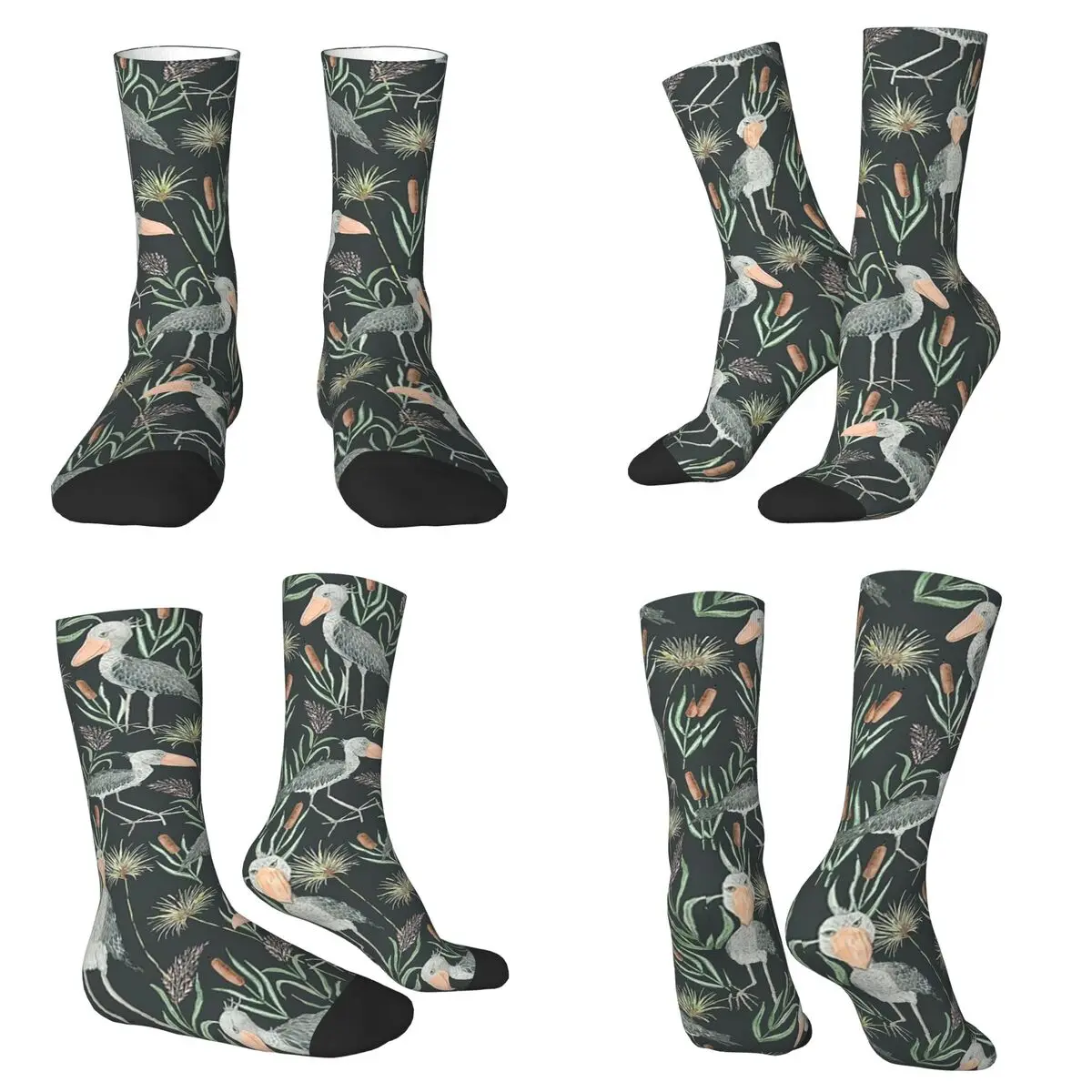 

Великолепные носки с акварельным узором Shoebill, чулки в стиле Харадзюку, всесезонные длинные носки, аксессуары для унисекс