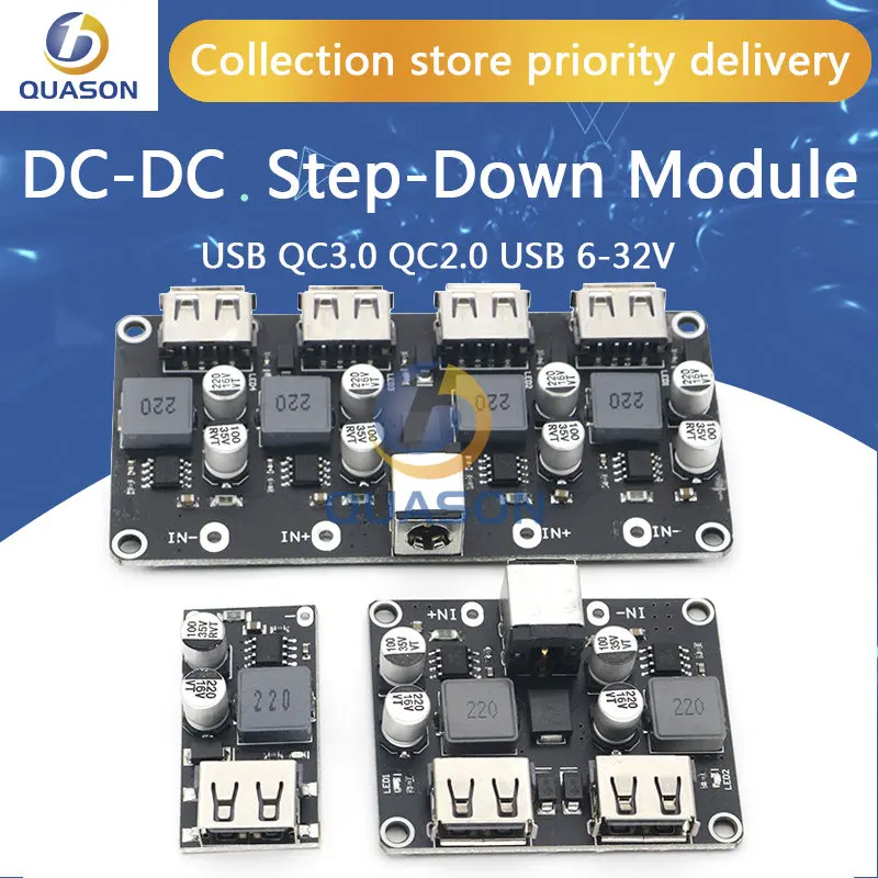 USB QC3.0 QC2.0 USB DC-DC Buck Converter Charging Step Down Module 6-32V 9V 12V 24V to Fast Quick Charger Circuit Board 5V