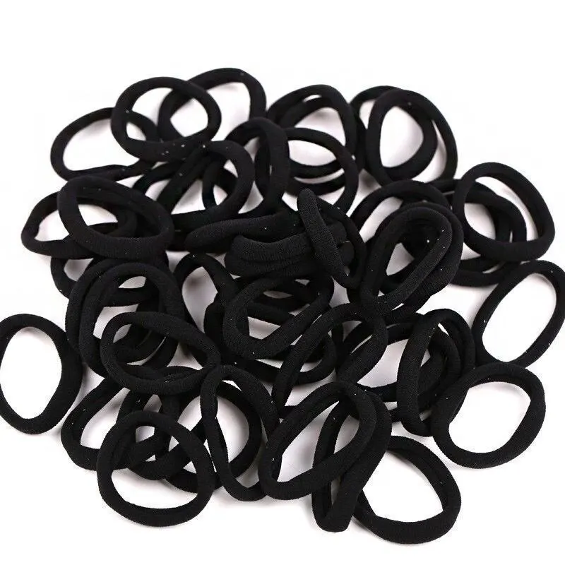 Attache Cheveu en Caoutchouc, Bande sans Couture de Couleur Noire, Haute Élasticité, Idéale pour Couvre Chef, Corde Coréenne, Anneau pour Serviette et Toilette