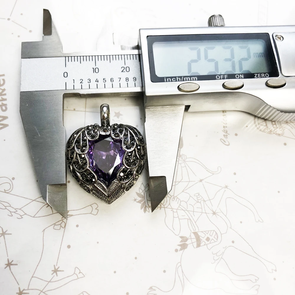 Wisiorek Fioletowe Skrzydlate Serce Brand New 925 Sterling Silver Glam Biżuteria Europa Accessorie Prezent Dla Kobiety — zdjęcie 4