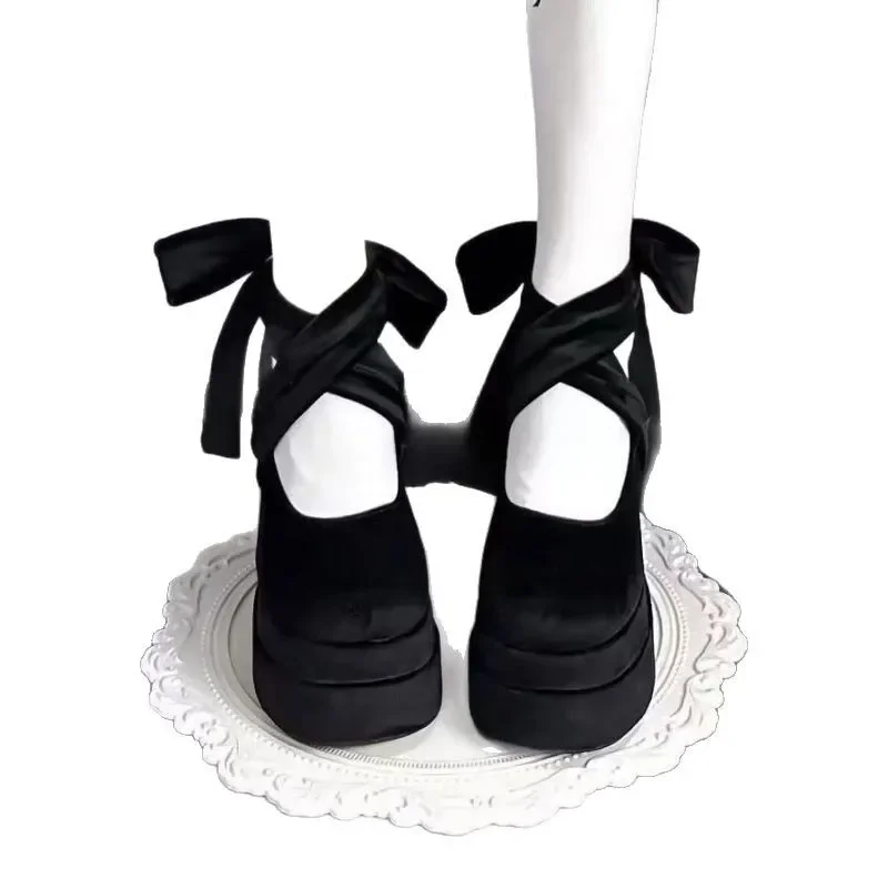 الرجعية كعب سميك ماري جينس عالية الكعب ربيع الخريف جديد الوردي الفرنسية أحذية الزفاف زيادة المطاط أسفل البولي يوريثين