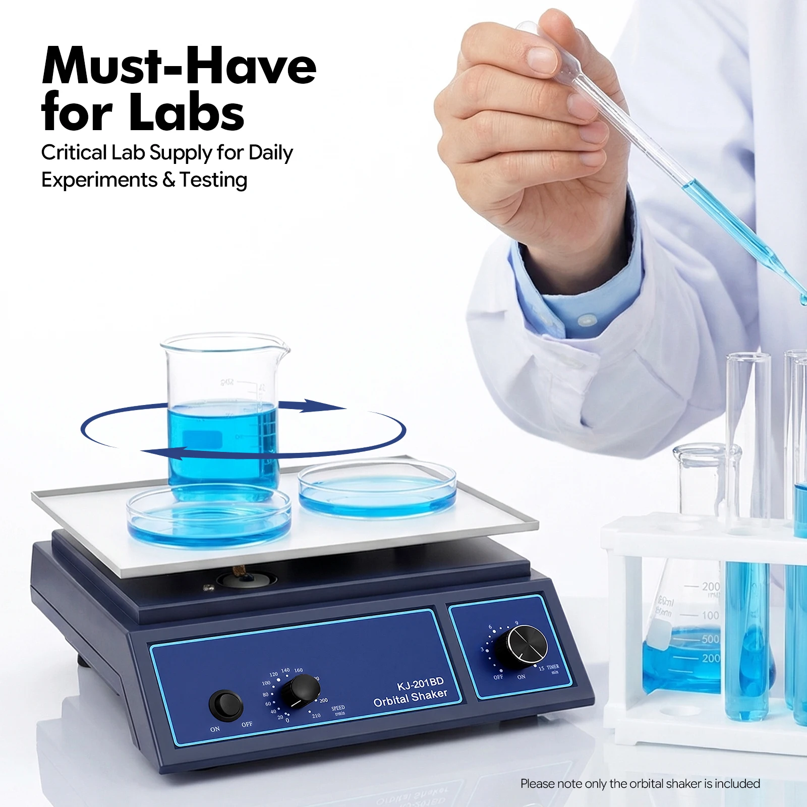Orbital Shaker 0-210r/Min Adjustable Lab Oscillator Mixing Oscillator with Timer Horizontal Rotator Mixer for Sample Reagent