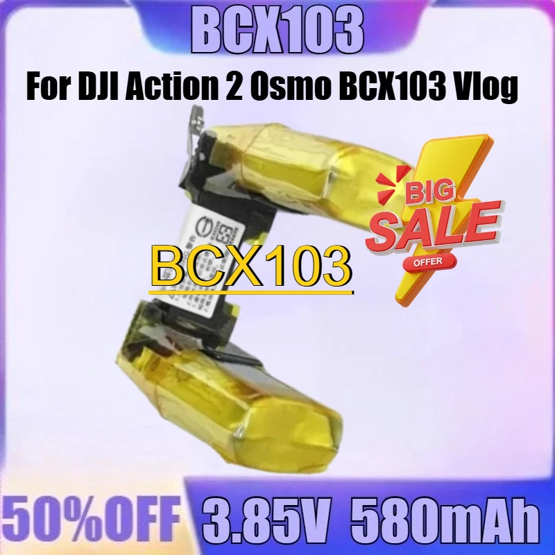 

For DJI Action 2 Osmo BCX103 Vlog 3.85V/580mAh Camera Battery New BCX103 3.85V 580mAh High Quality Battery