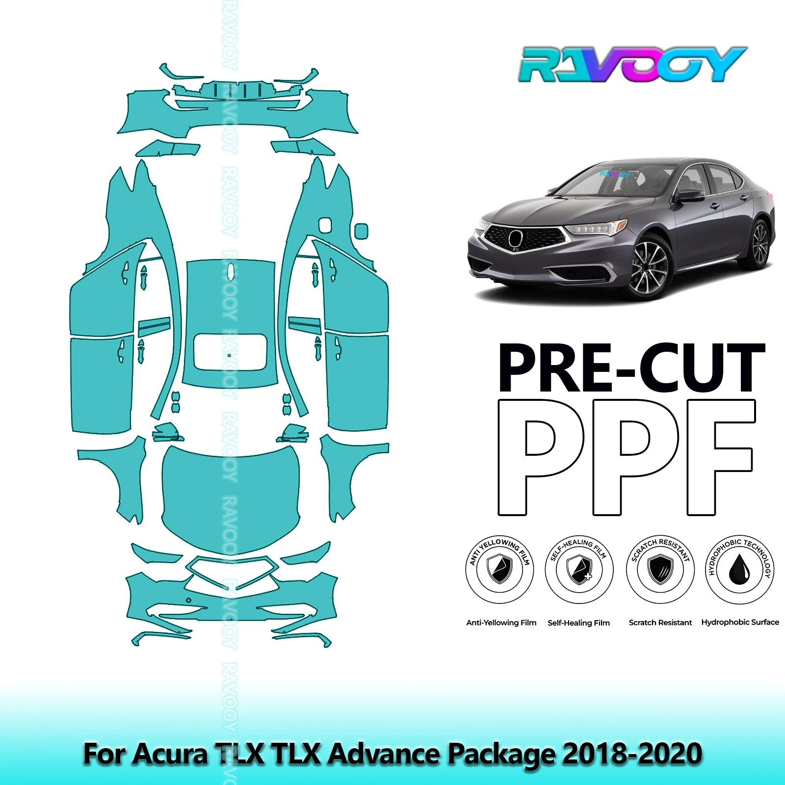 

Full Vehicle Clear Bra Precut PPF Paint Protection Film For Acura TLX TLX Advance Package 2018-2020