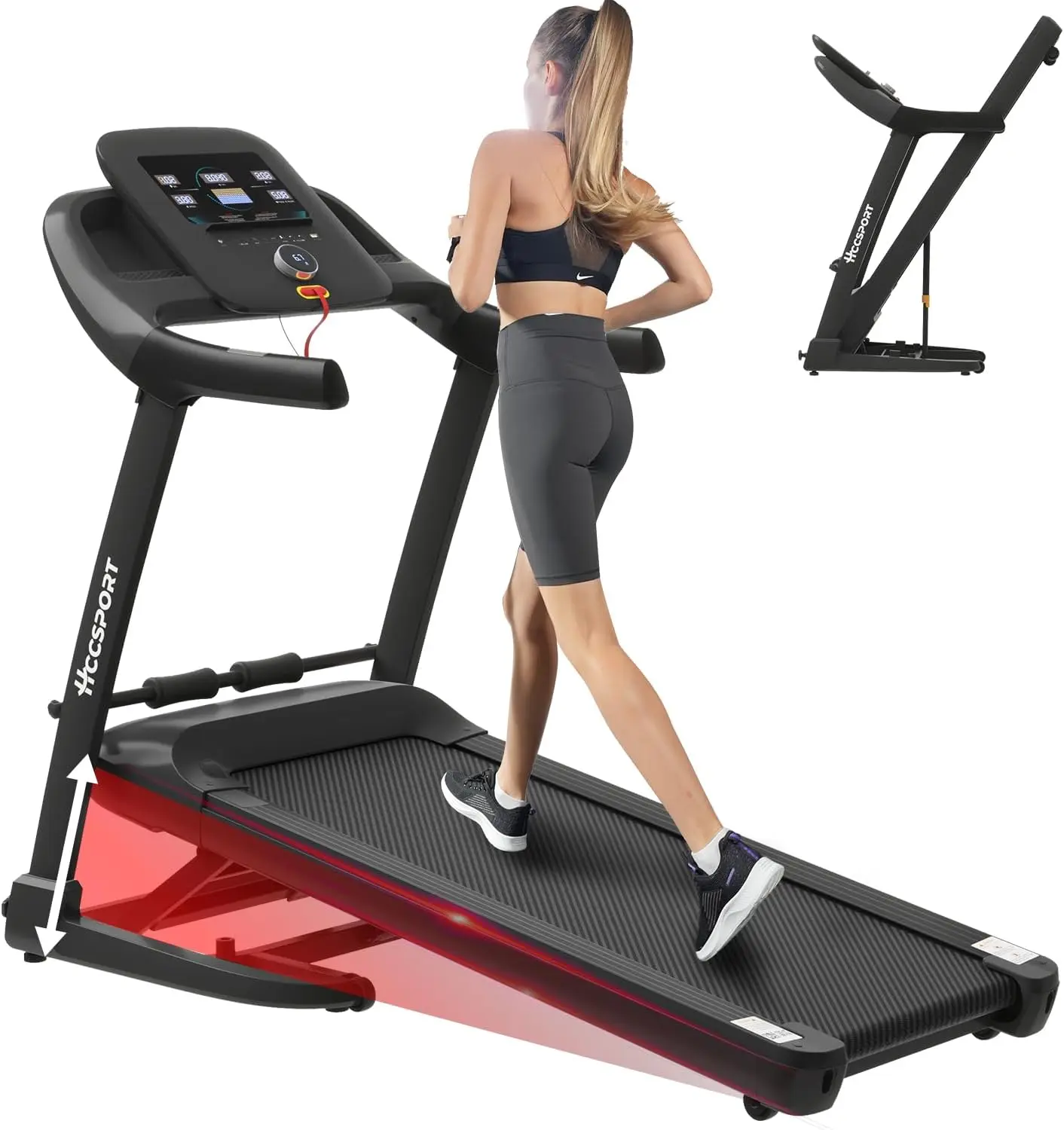 with Incline, 3 in 1 Under Desk Treadmill Walking Pad with Removable Desk Workstation 3.5HP  Compact Walking T