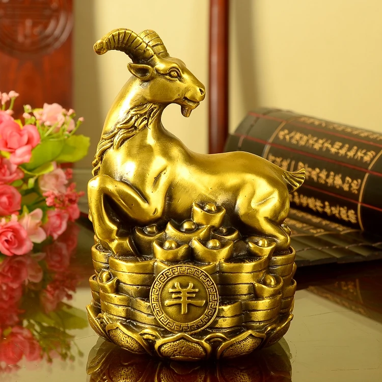 Imagem -05 - Lucky Fortune Golden Sheep Brass Statue Dinheiro Desenho Talismã Dinheiro Desenho Auspicioso Ovelhas Escritório e Decoração do Lar